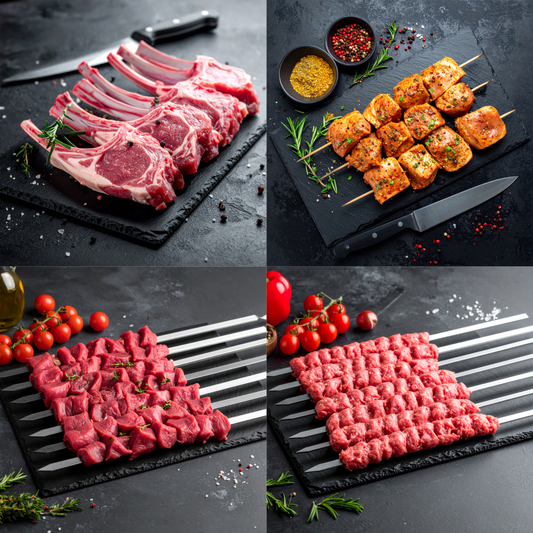 BBQ Mix – 4kg (1kg Lamb Chops, 1kg Chicken Tawook Skewers, 1kg Lamb Cube Skewers, 1kg Kofta Skewers)