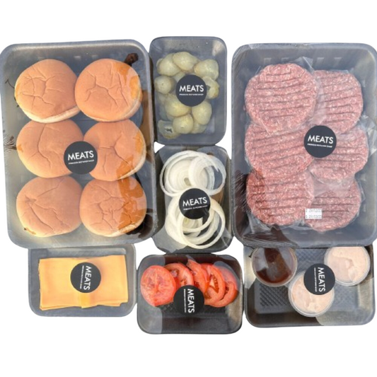 BBQ Burger Box - 6 Burgers (6 Wagyu Beef Burgers, Lettuce, Tomato, Onion, Special Sauce, Pickles)